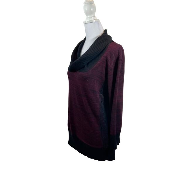 Apt. 9 Lace Detail Cowl Neck Sweater Bordeaux Marl Color Size Petite Large - Picture 5 of 11